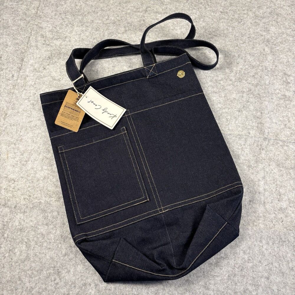 Denim Reusable Tote Bag 14" x 15" Kandy Coast Handcrafted Goods Made from Plants